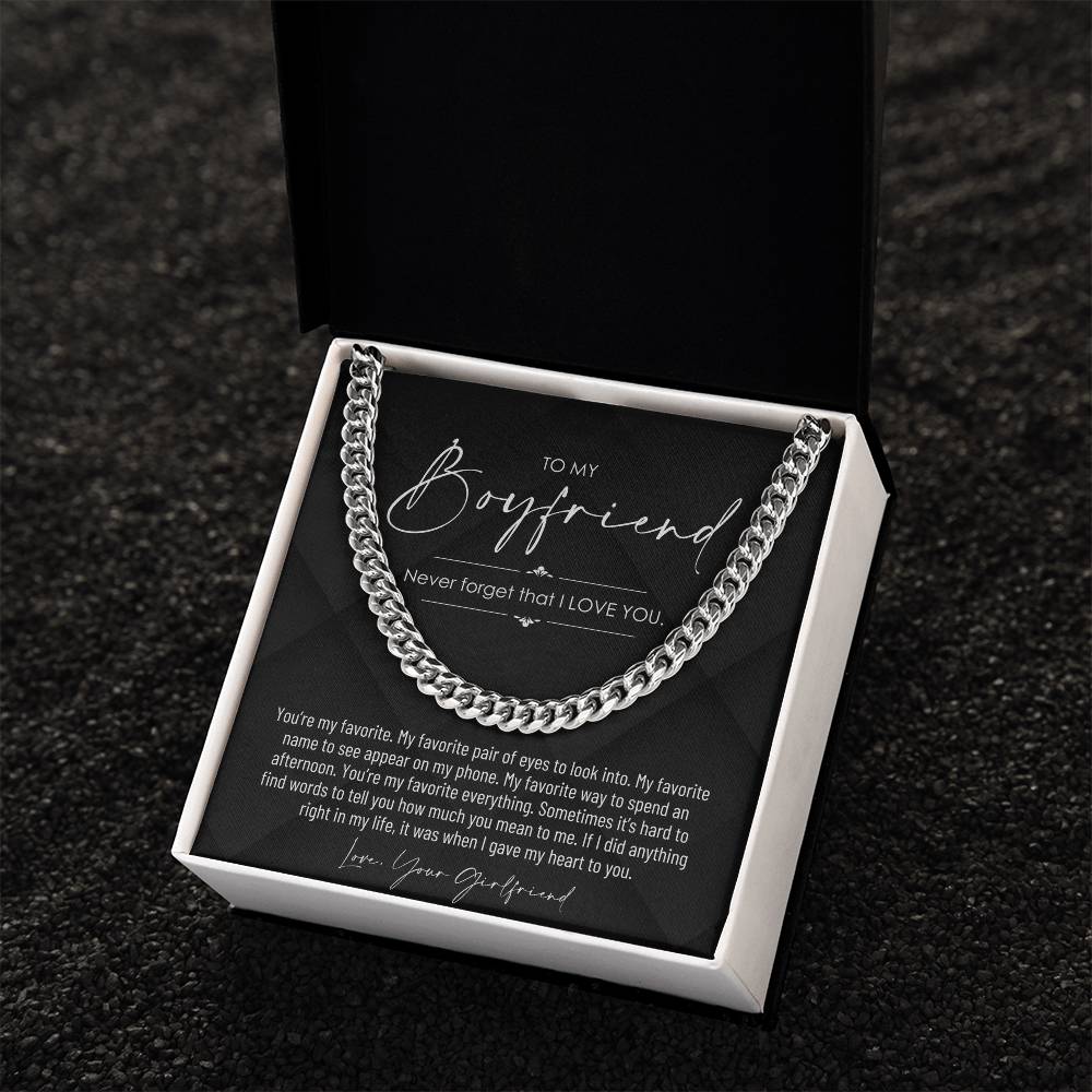 To My Boyfriend, Boyfriend Valentines Day Gift, Unique Boyfriend Birthday Gift, Promise Necklace, Best Gift for Boyfriend, Cuban Chain