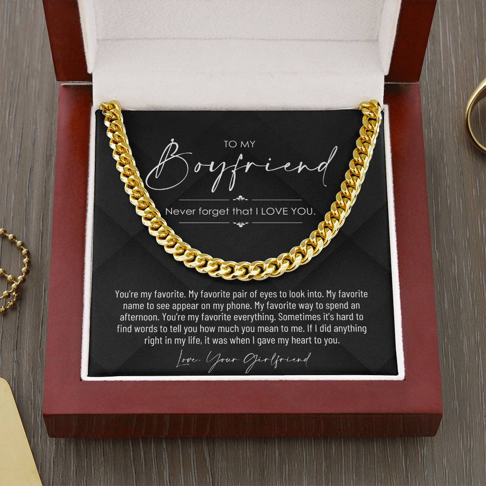 To My Boyfriend, Boyfriend Valentines Day Gift, Unique Boyfriend Birthday Gift, Promise Necklace, Best Gift for Boyfriend, Cuban Chain