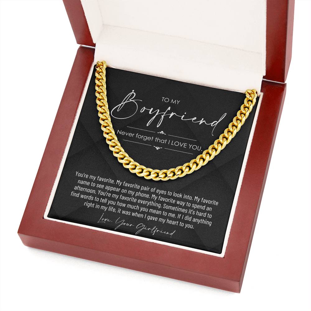 To My Boyfriend, Boyfriend Valentines Day Gift, Unique Boyfriend Birthday Gift, Promise Necklace, Best Gift for Boyfriend, Cuban Chain