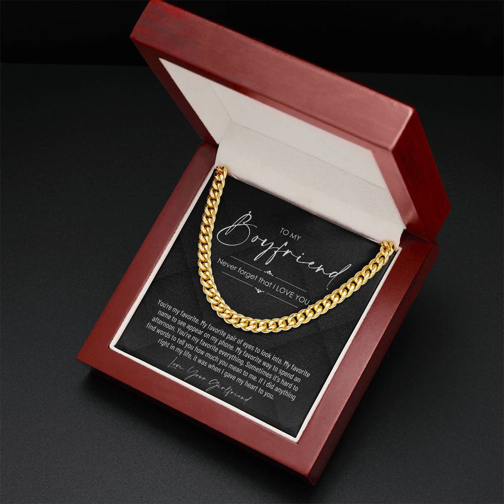 To My Boyfriend, Boyfriend Valentines Day Gift, Unique Boyfriend Birthday Gift, Promise Necklace, Best Gift for Boyfriend, Cuban Chain