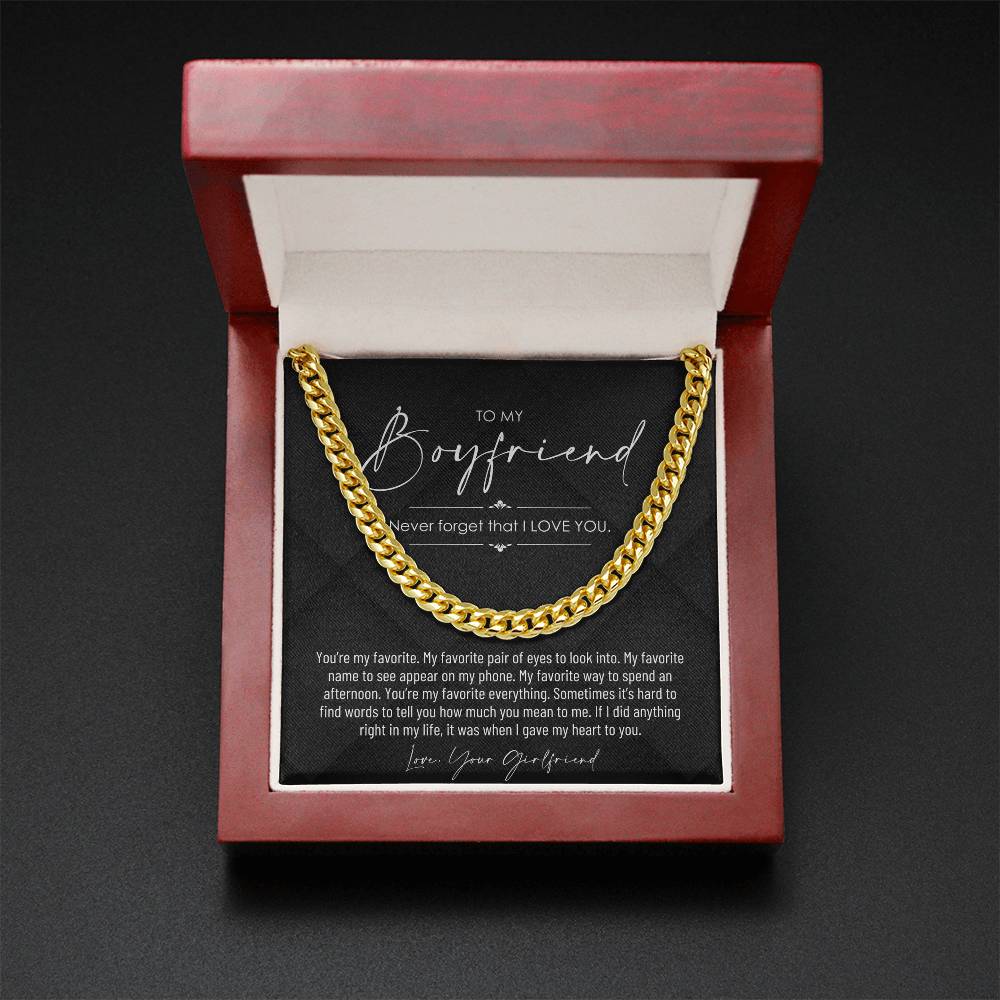 To My Boyfriend, Boyfriend Valentines Day Gift, Unique Boyfriend Birthday Gift, Promise Necklace, Best Gift for Boyfriend, Cuban Chain