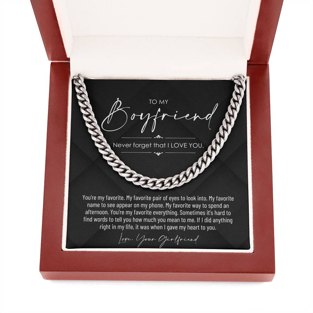 To My Boyfriend, Boyfriend Valentines Day Gift, Unique Boyfriend Birthday Gift, Promise Necklace, Best Gift for Boyfriend, Cuban Chain