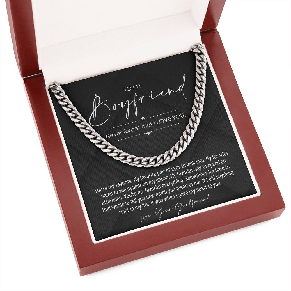 To My Boyfriend, Boyfriend Valentines Day Gift, Unique Boyfriend Birthday Gift, Promise Necklace, Best Gift for Boyfriend, Cuban Chain