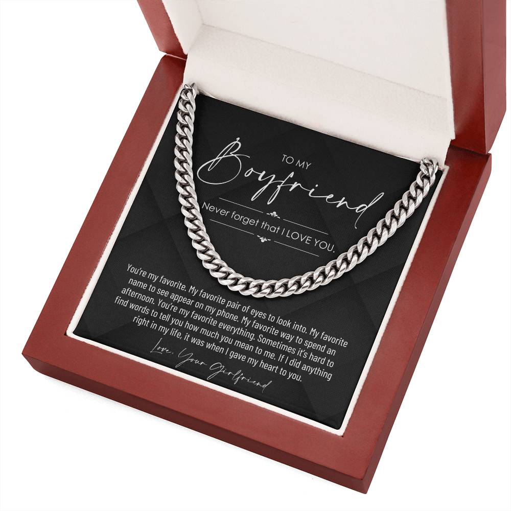 To My Boyfriend, Boyfriend Valentines Day Gift, Unique Boyfriend Birthday Gift, Promise Necklace, Best Gift for Boyfriend, Cuban Chain