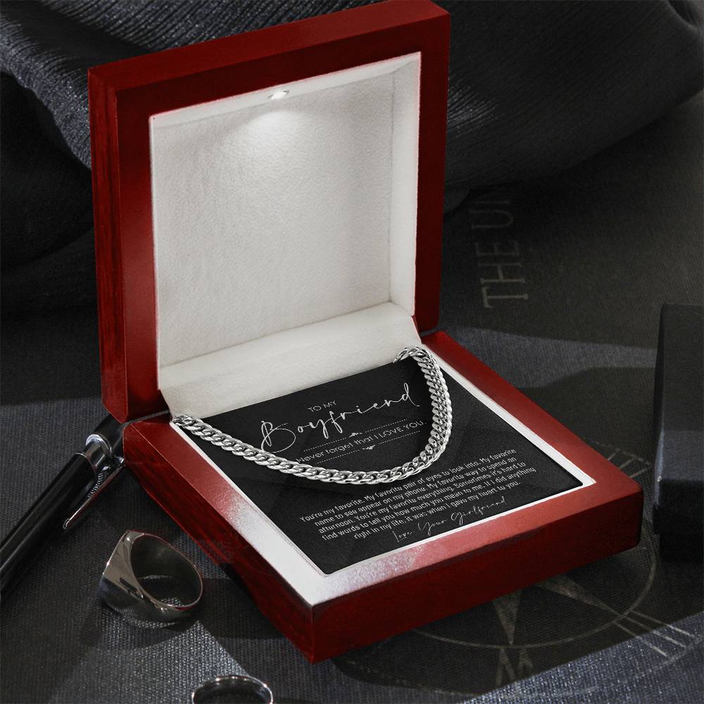 To My Boyfriend, Boyfriend Valentines Day Gift, Unique Boyfriend Birthday Gift, Promise Necklace, Best Gift for Boyfriend, Cuban Chain