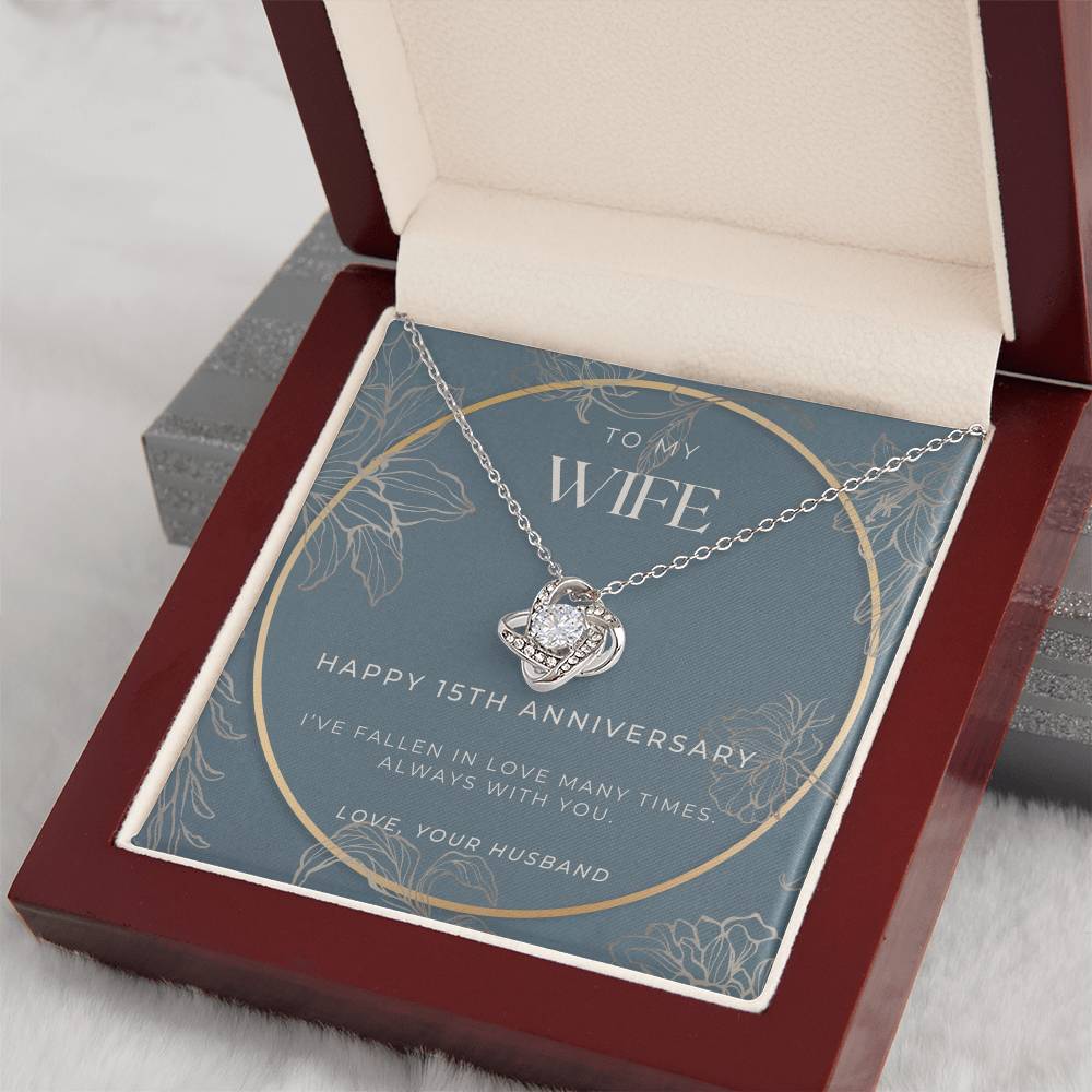 15 Year Anniversary Gift for Wife | Love Knot Necklace