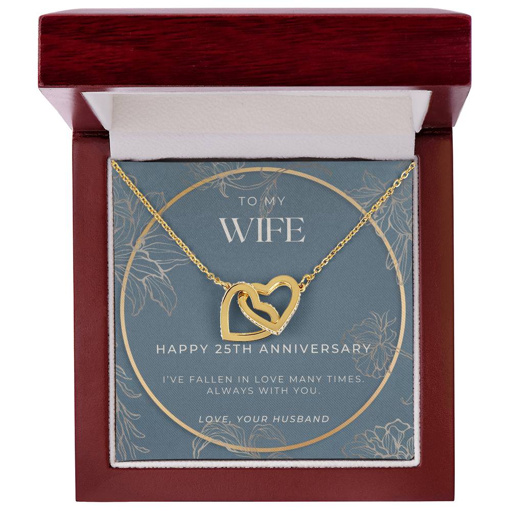 25 Year Anniversary Gift For Wife - Interlocking Hearts Necklace