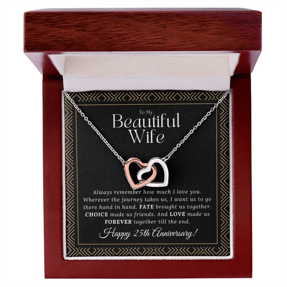 25 Year Anniversary Gift For Wife - Interlocking Hearts Necklace