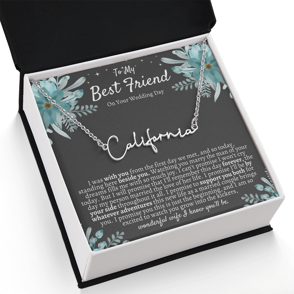 To My Best Friend On Your Wedding Day – Personalized Name Necklace, Custom Wedding Gift for Bride, Best Friend Wedding Jewelry, Made in USA
