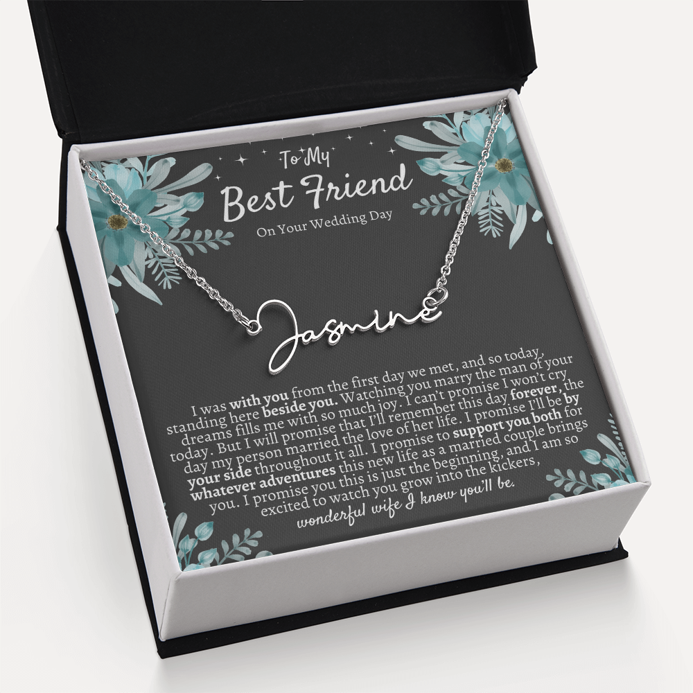 To My Best Friend On Your Wedding Day – Personalized Name Necklace, Custom Wedding Gift for Bride, Best Friend Wedding Jewelry, Made in USA