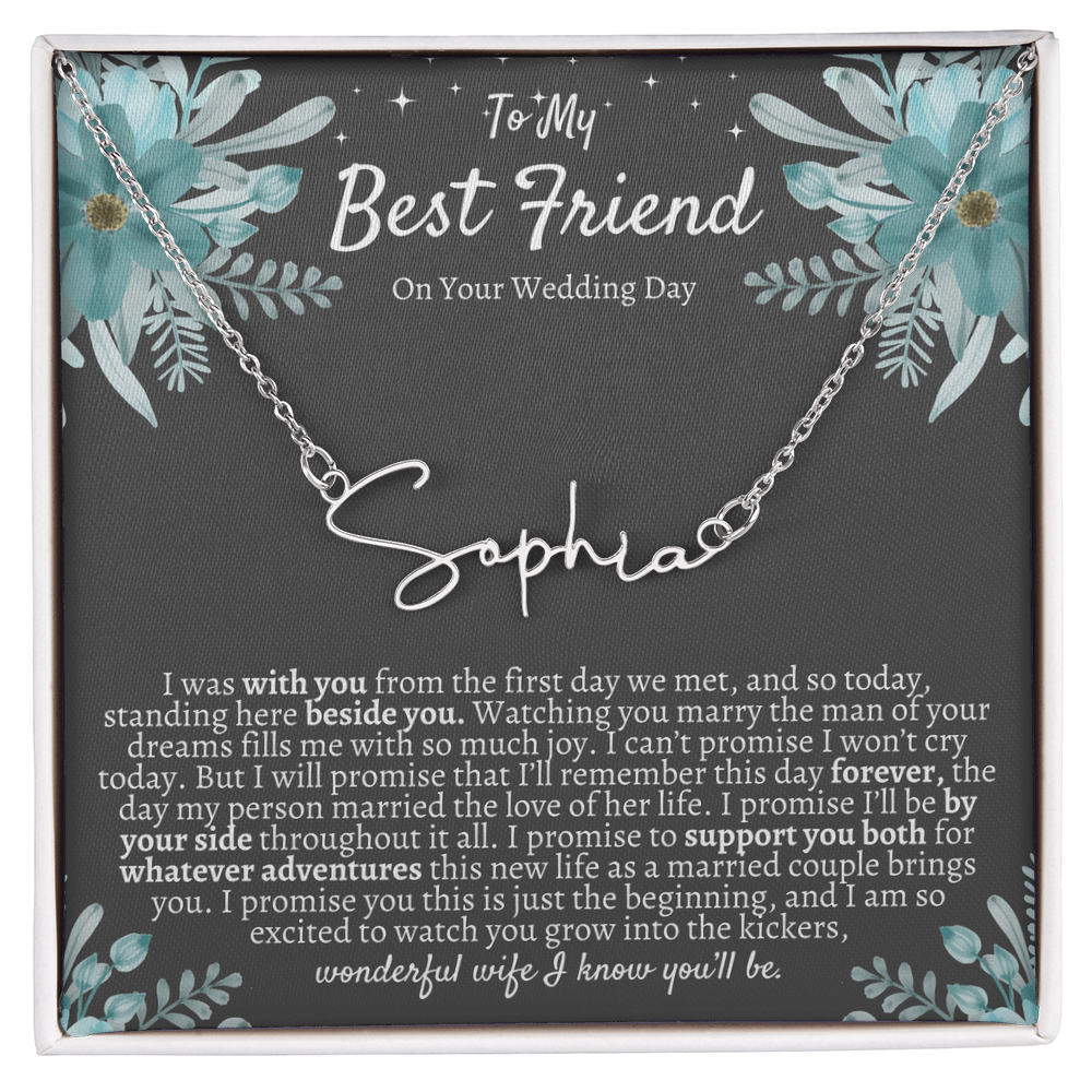To My Best Friend On Your Wedding Day – Personalized Name Necklace, Custom Wedding Gift for Bride, Best Friend Wedding Jewelry, Made in USA