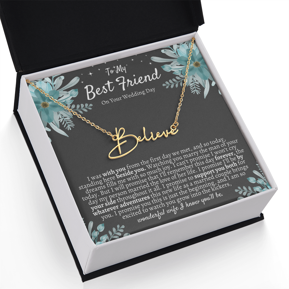 To My Best Friend On Your Wedding Day – Personalized Name Necklace, Custom Wedding Gift for Bride, Best Friend Wedding Jewelry, Made in USA