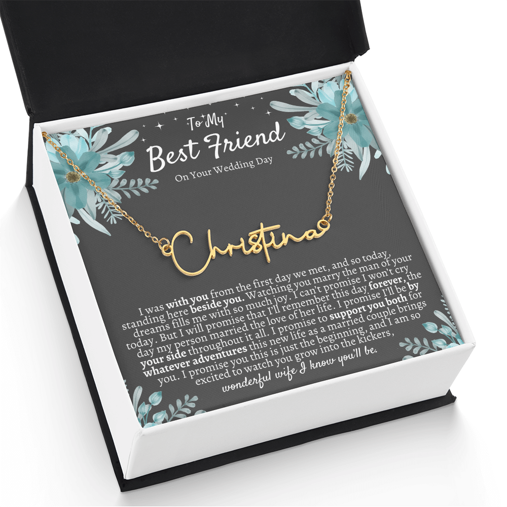 To My Best Friend On Your Wedding Day – Personalized Name Necklace, Custom Wedding Gift for Bride, Best Friend Wedding Jewelry, Made in USA