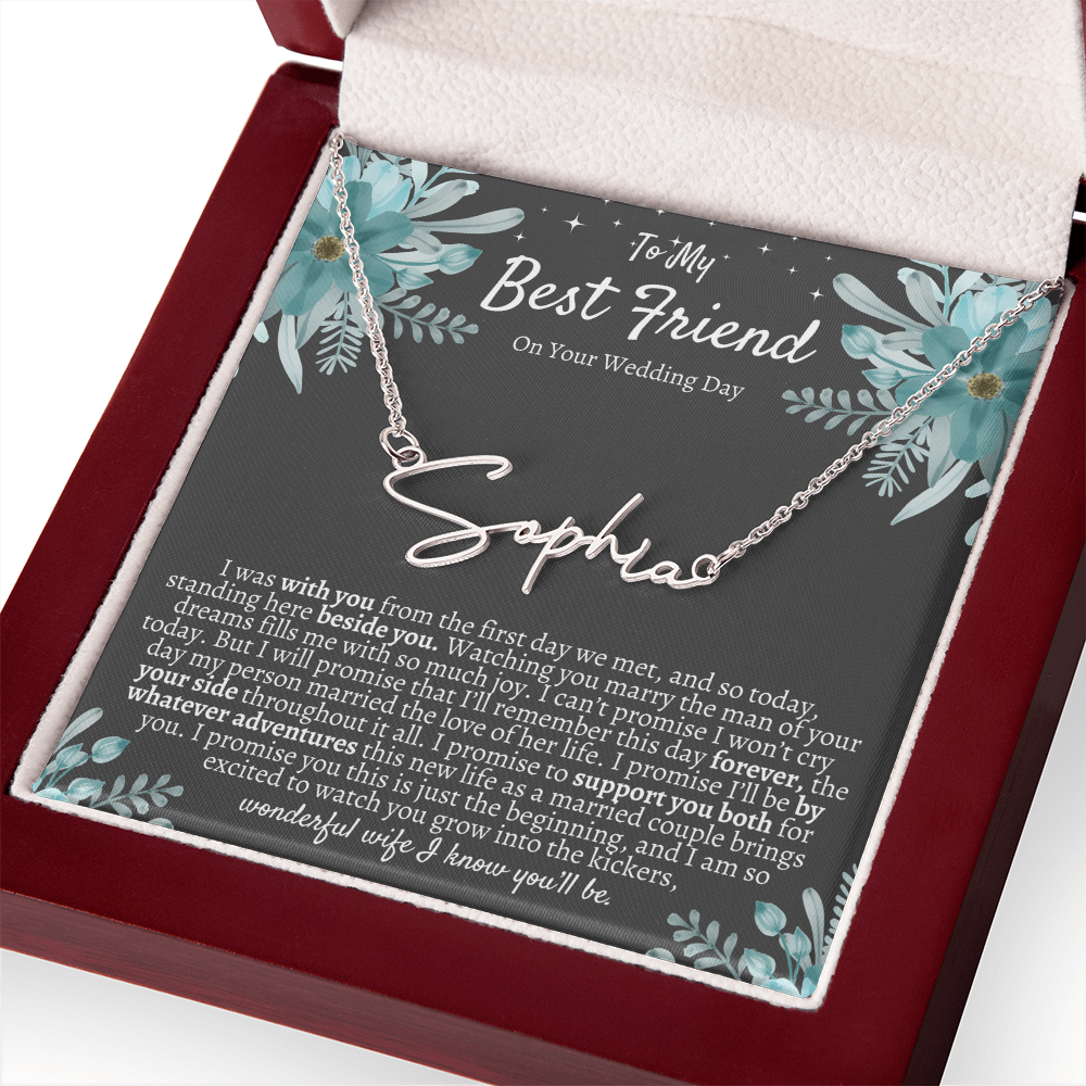 To My Best Friend On Your Wedding Day – Personalized Name Necklace, Custom Wedding Gift for Bride, Best Friend Wedding Jewelry, Made in USA