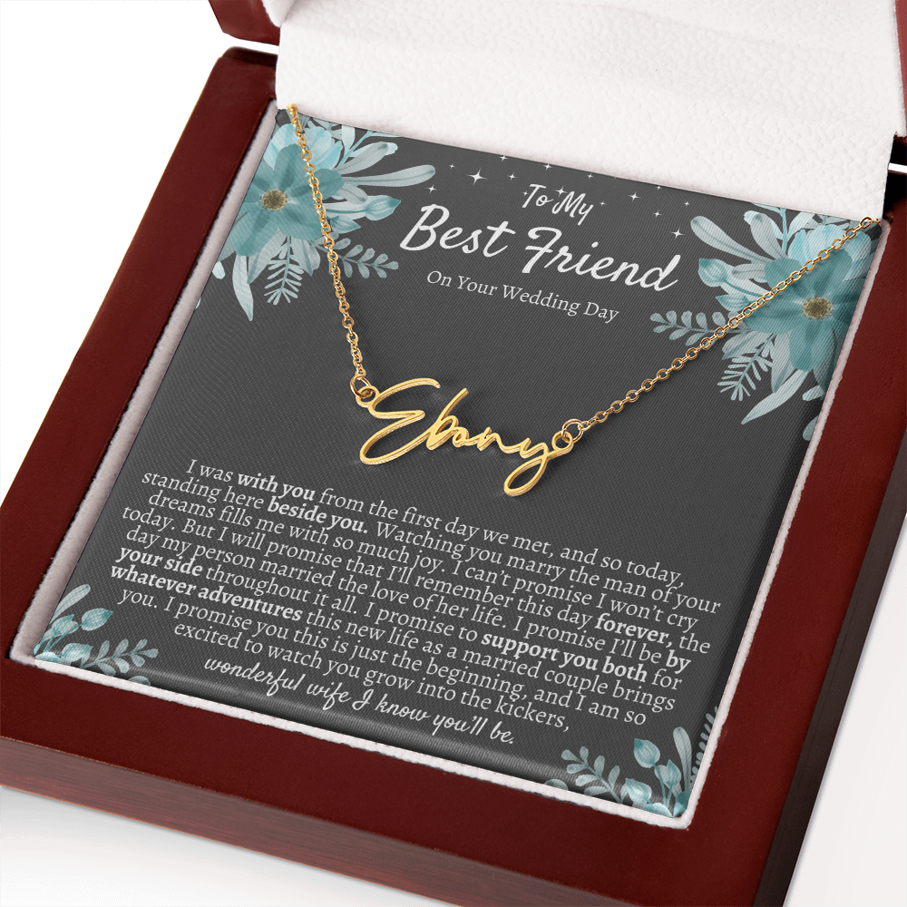 To My Best Friend On Your Wedding Day – Personalized Name Necklace, Custom Wedding Gift for Bride, Best Friend Wedding Jewelry, Made in USA