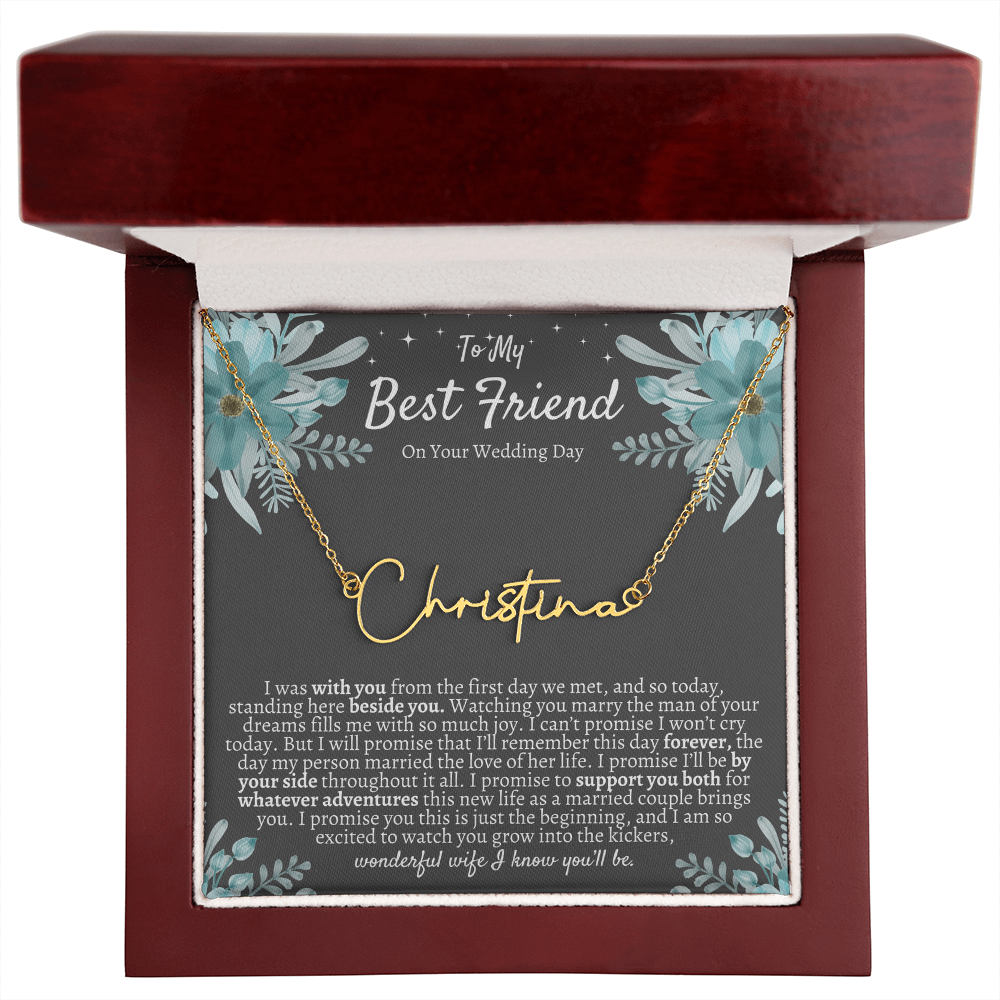 To My Best Friend On Your Wedding Day – Personalized Name Necklace, Custom Wedding Gift for Bride, Best Friend Wedding Jewelry, Made in USA