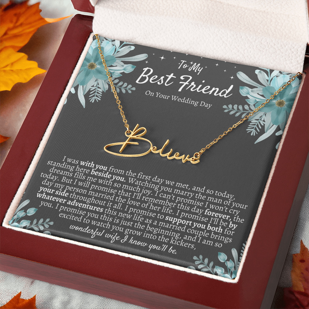 To My Best Friend On Your Wedding Day – Personalized Name Necklace, Custom Wedding Gift for Bride, Best Friend Wedding Jewelry, Made in USA