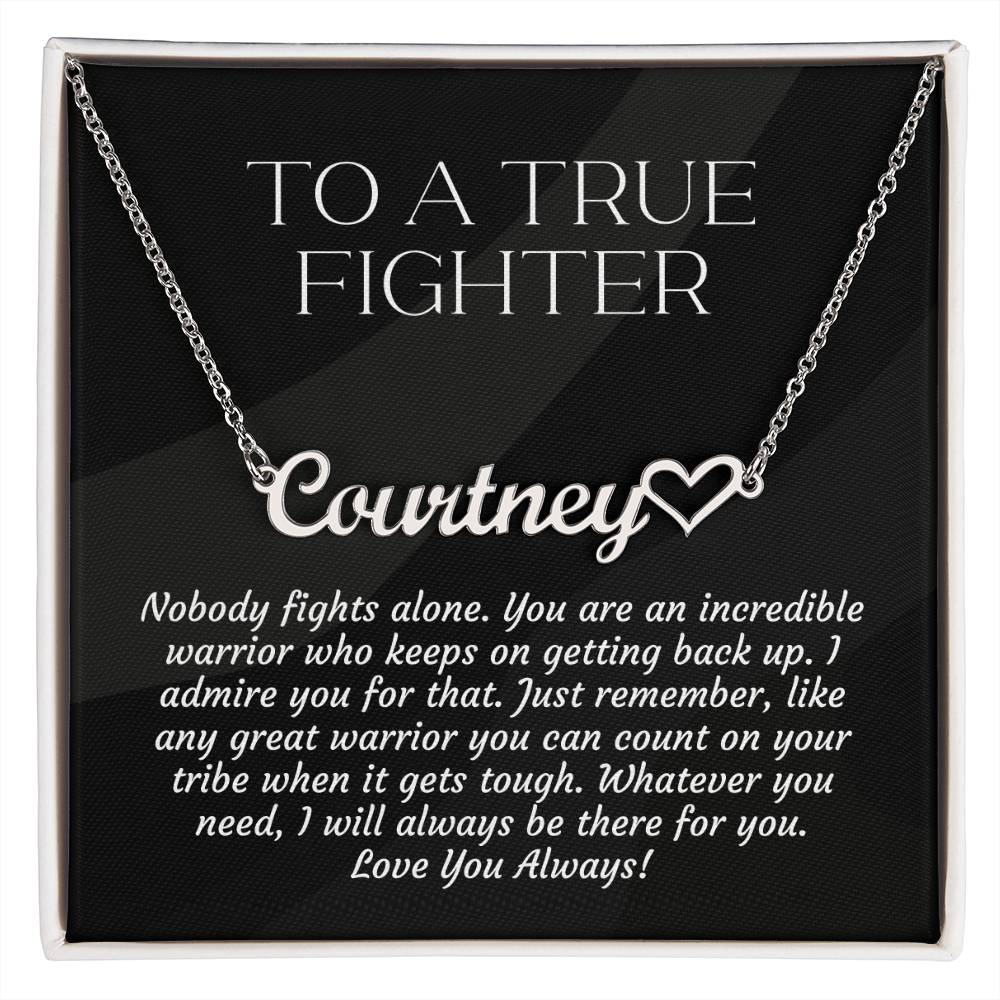Personalized Empowering Gifts for Women: Cancer Survivor Necklace, Fighter & Warrior Encouragement, True Fighter
