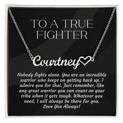 Personalized Empowering Gifts for Women: Cancer Survivor Necklace, Fighter & Warrior Encouragement, True Fighter