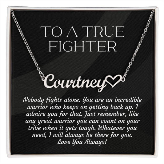 Personalized Empowering Gifts for Women: Cancer Survivor Necklace, Fighter & Warrior Encouragement, True Fighter