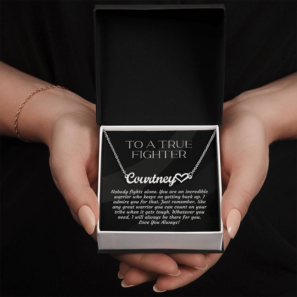 Personalized Empowering Gifts for Women: Cancer Survivor Necklace, Fighter & Warrior Encouragement, True Fighter