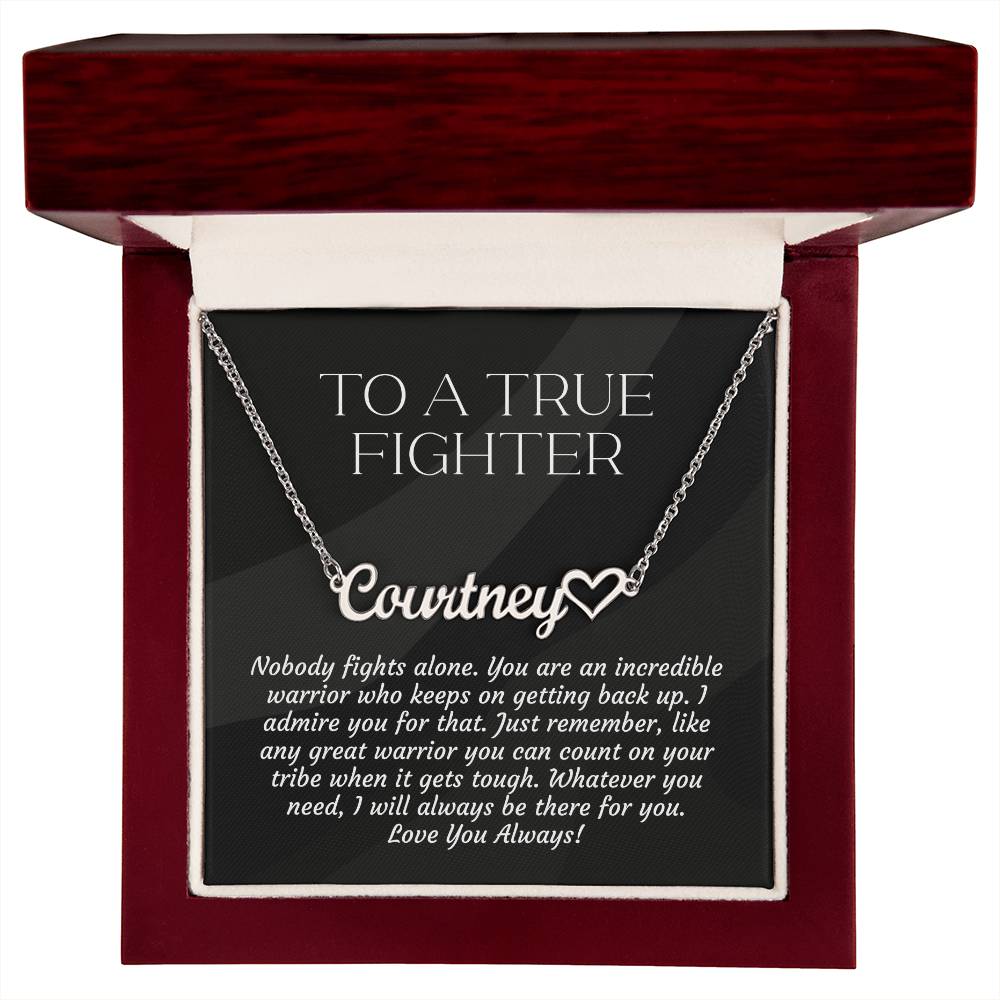 Personalized Empowering Gifts for Women: Cancer Survivor Necklace, Fighter & Warrior Encouragement, True Fighter