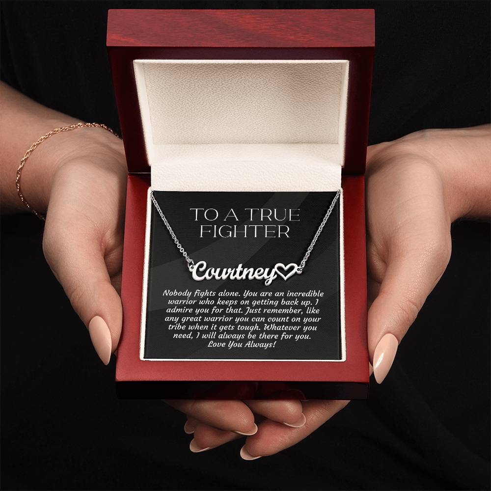 Personalized Empowering Gifts for Women: Cancer Survivor Necklace, Fighter & Warrior Encouragement, True Fighter