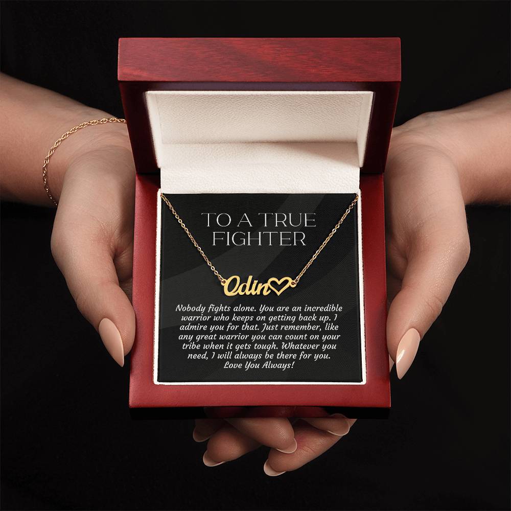 Personalized Empowering Gifts for Women: Cancer Survivor Necklace, Fighter & Warrior Encouragement, True Fighter