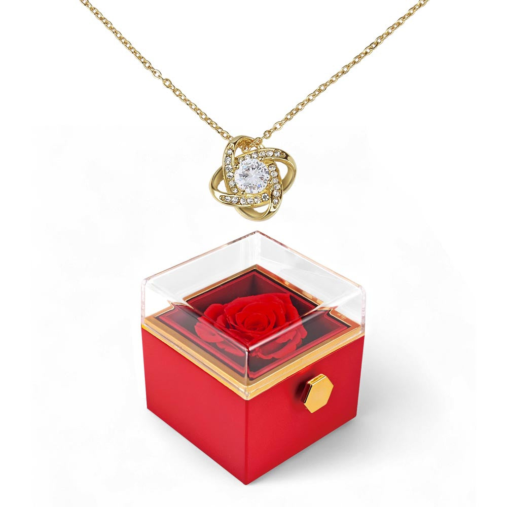 Luxury Red Rose Necklace Gift Box | Romantic Christmas Gift for Wife or Girlfriend