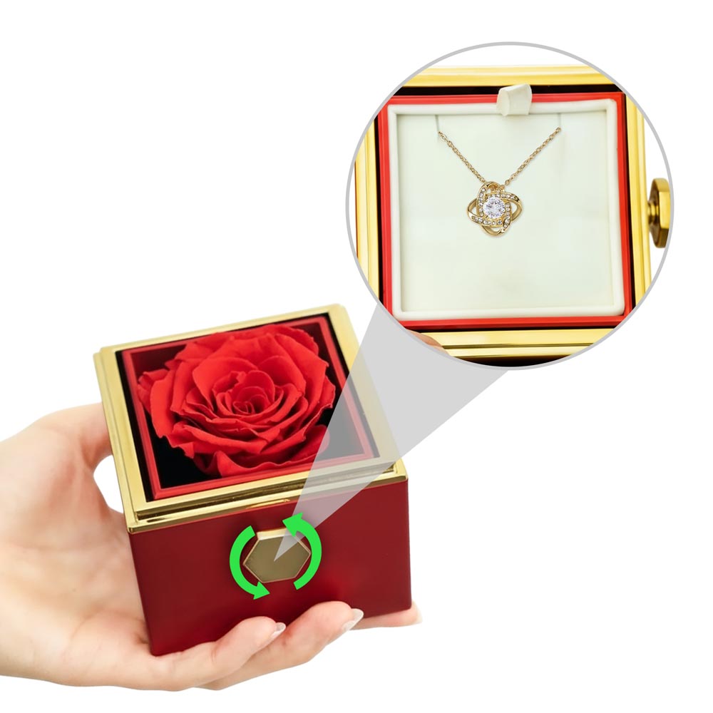 Luxury Red Rose Necklace Gift Box | Romantic Christmas Gift for Wife or Girlfriend