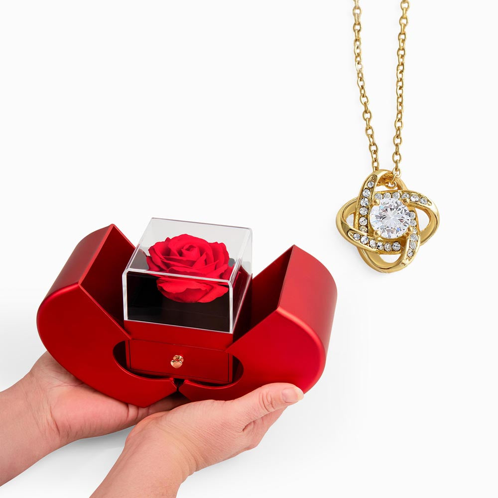 Heart-Shaped Red Rose Jewelry Box Necklace – Romantic Gift for Wife or Girlfriend | Christmas & Anniversary Surprise