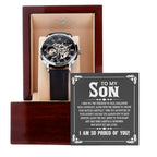 To My Son, Graduation Gift for Son, Gift for Son from Parents, Gift from Mom & Dad, Luxury Openwork Watch for Son Graduation