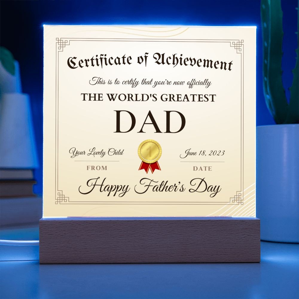 Fathers Day Gift for Dad, World's Greatest Dad Certificate, Meaningful Dad Gifts on Father's Day, Best Gifts for Dad on Fathers Day