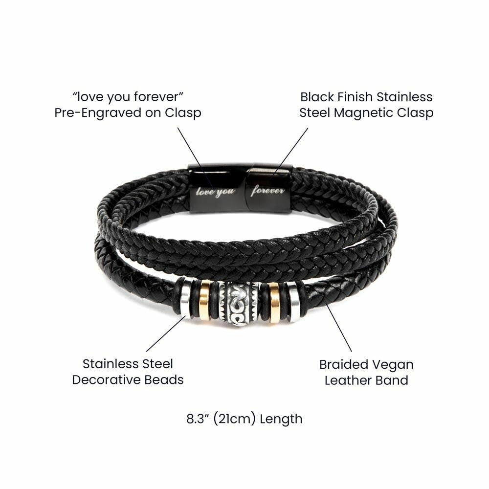 Graduate Bracelet - Gift for Boys - Personalized Engraved Jewelry - Adjustable Wristband - Graduation Present - Handmade Accessories
