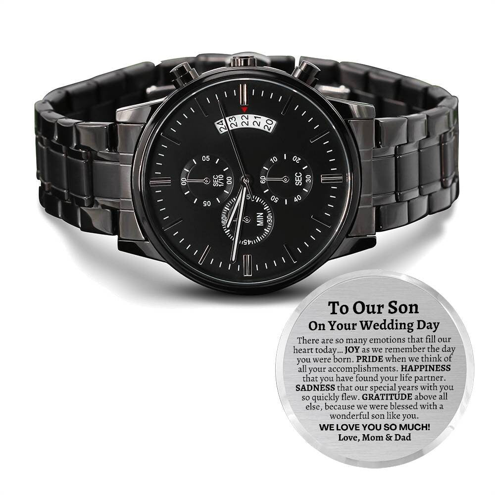 Groom Gift from Parents, To Our Son on his Wedding Day, Son Wedding Gift, Engraved Watch, Wedding Day Gift for Son, Gift from Mom Dad