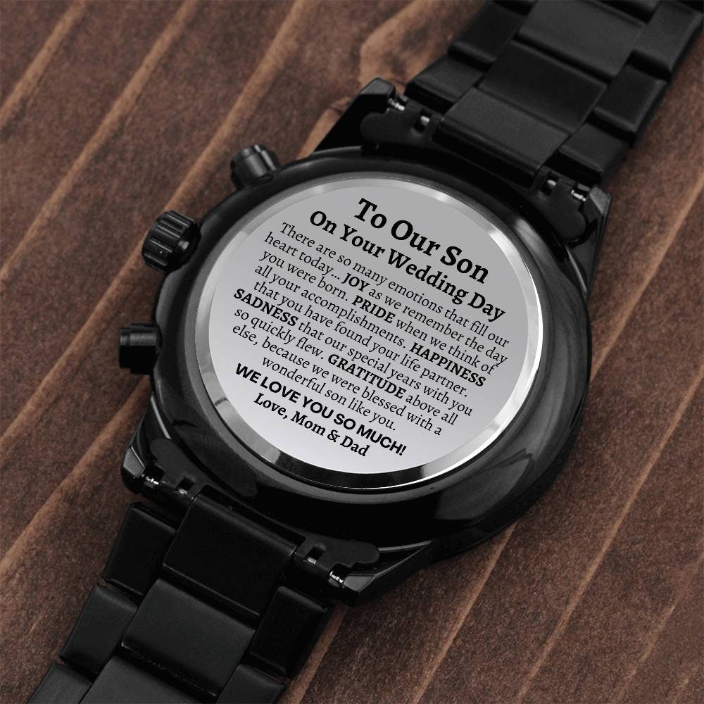 Groom Gift from Parents, To Our Son on his Wedding Day, Son Wedding Gift, Engraved Watch, Wedding Day Gift for Son, Gift from Mom Dad