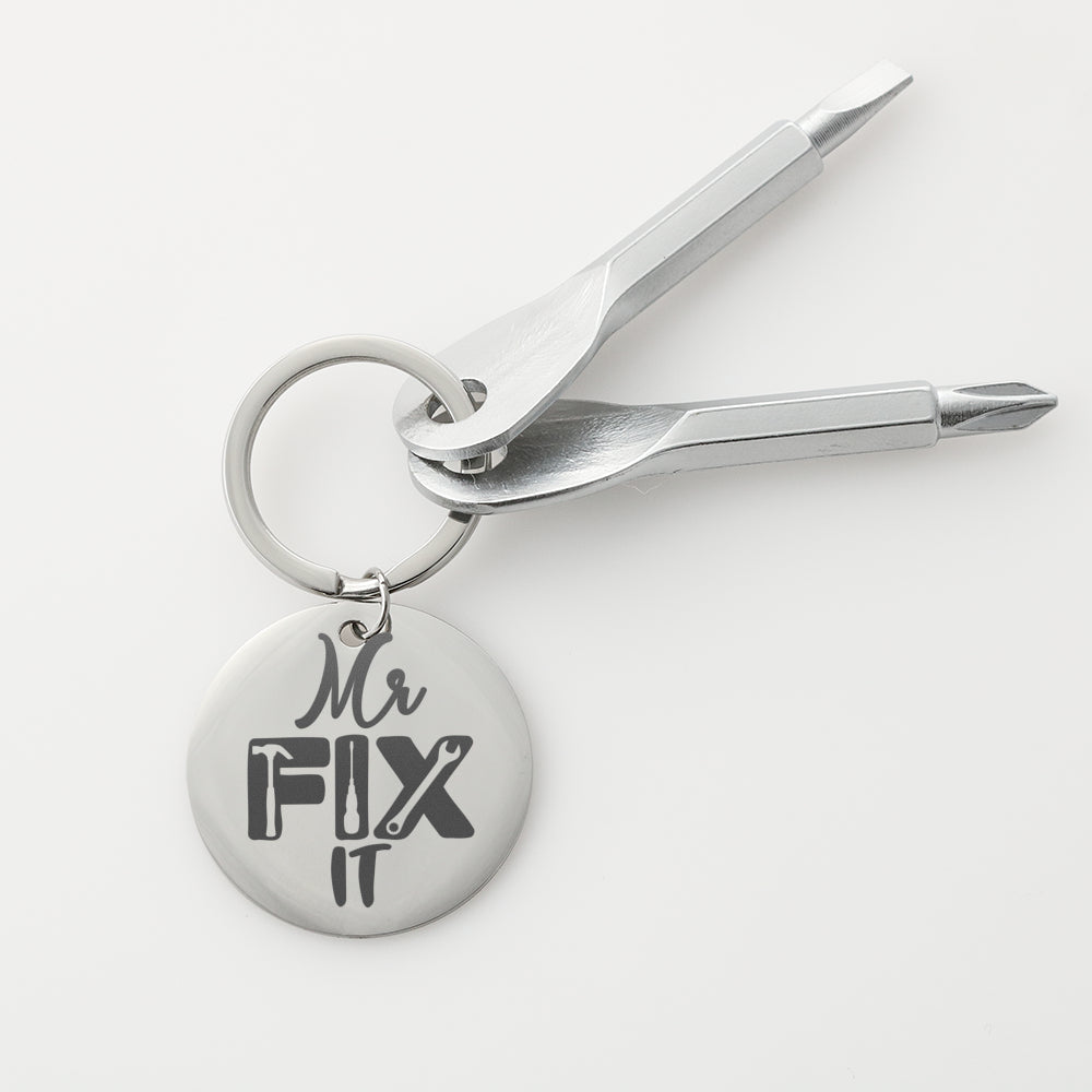 Dad Screwdriver Keychain, Custom Engraved Keychain, Father's Day Gift From Kids, Mr. Fix It