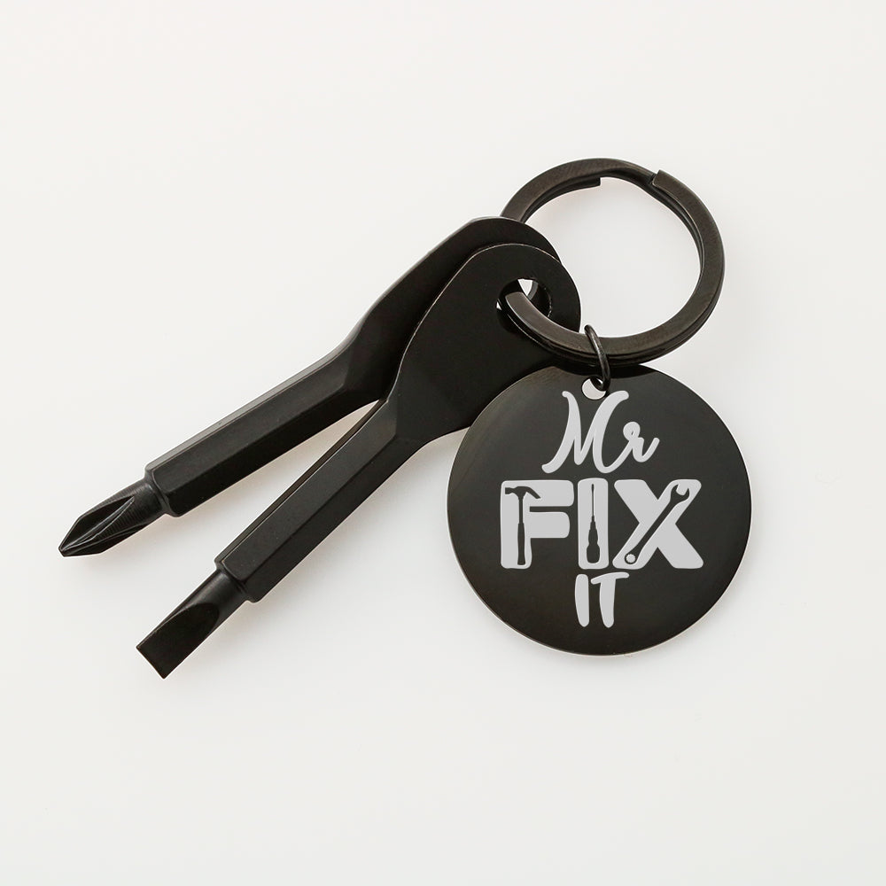 Dad Screwdriver Keychain, Custom Engraved Keychain, Father's Day Gift From Kids, Mr. Fix It