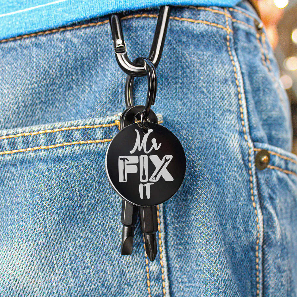 Dad Screwdriver Keychain, Custom Engraved Keychain, Father's Day Gift From Kids, Mr. Fix It