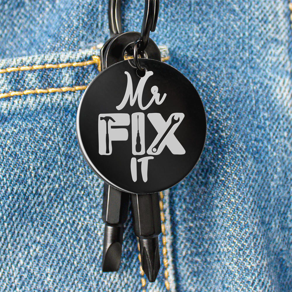 Dad Screwdriver Keychain, Custom Engraved Keychain, Father's Day Gift From Kids, Mr. Fix It