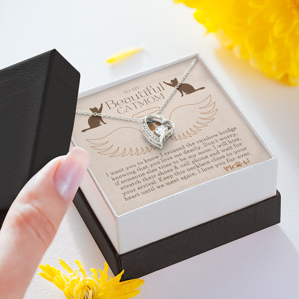 To My Cat Mama, To My Beautiful Cat Mom, Cat loss gifts, Rainbow Bridge Cat, Pet sympathy gift, Cat loss necklace, Until We Meet Again Necklace, Loss of Cat memorial necklace