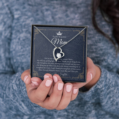 To My Beautiful Mom Necklace | Beautiful Mom Gift | Mother’s Day Gift | Birthday Gift | Gift from Daughter on Wedding Day