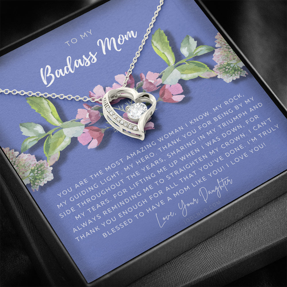 Forever Love Necklace | To My Badass Mom Necklace | Mother’s Day Gift | Daughter to Mom Gift | Gift from Daughter to Mom on Wedding Day | Mom gift | Birthday Gift