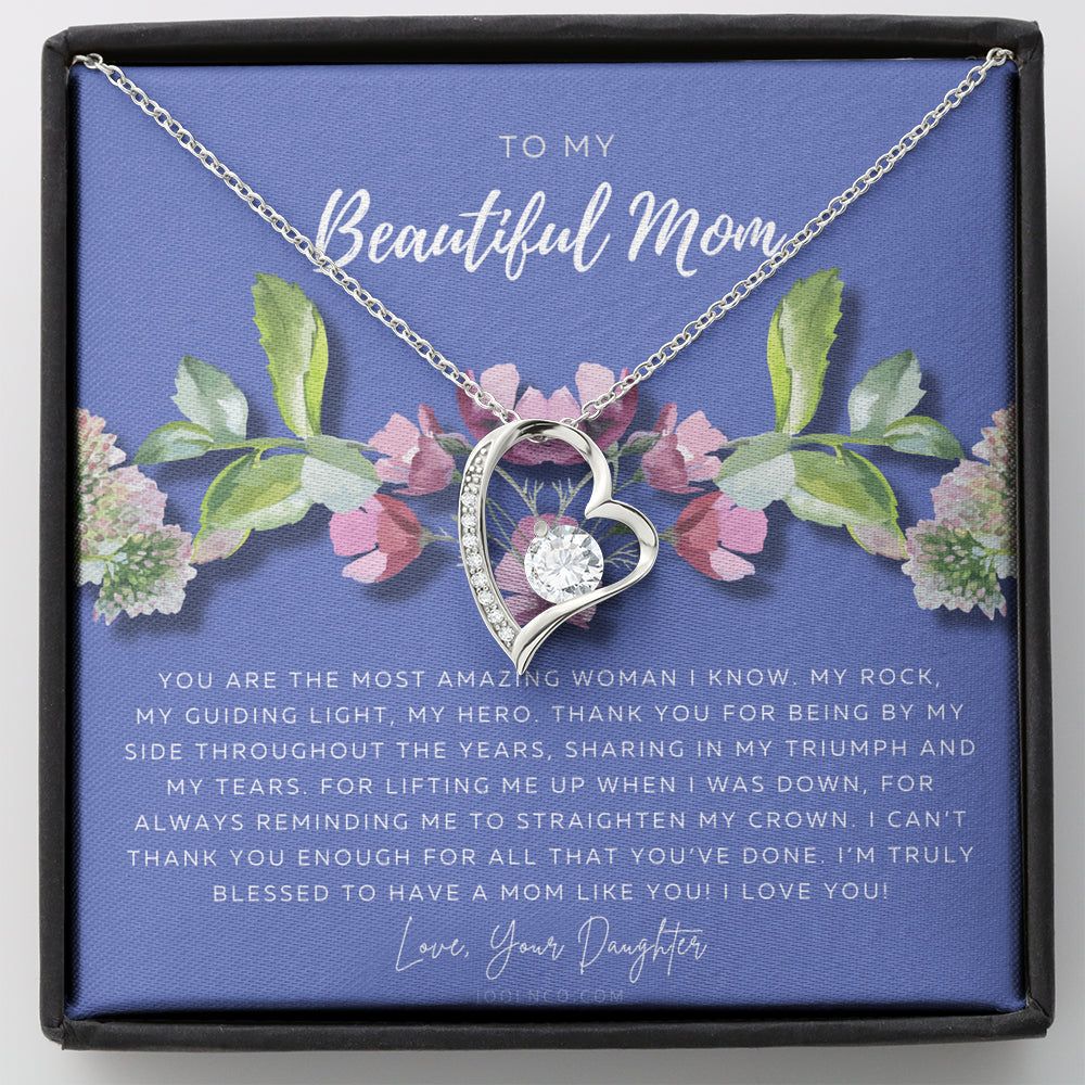 Forever Love Necklace | To My Beautiful Mom Necklace | Beautiful Mom Gift | Mother’s Day Gift | Birthday Gift | Gift from Daughter on Wedding Day