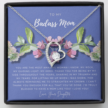 Forever Love Necklace | To My Badass Mom Necklace | Mother’s Day Gift | Daughter to Mom Gift | Gift from Daughter to Mom on Wedding Day | Mom gift | Birthday Gift