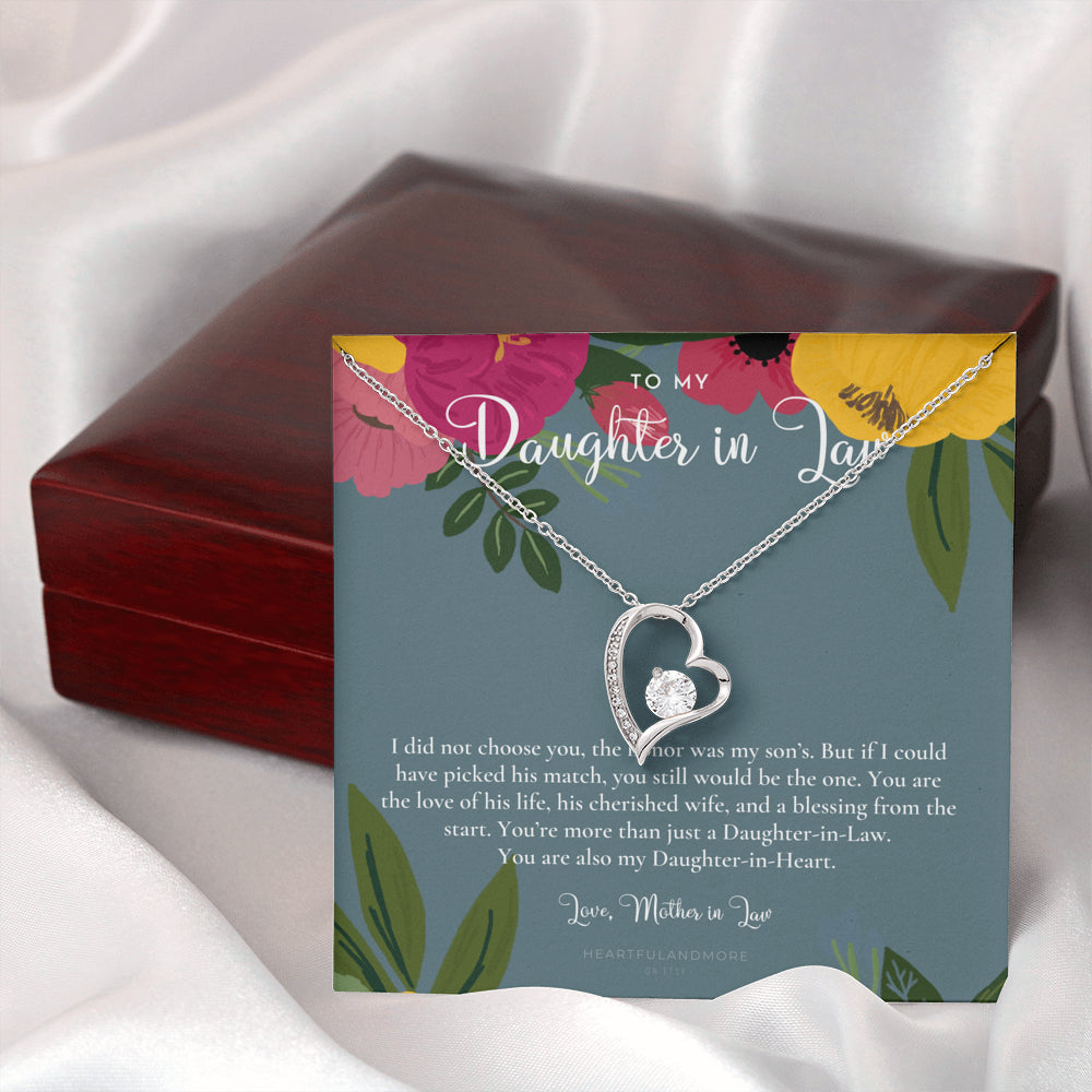 Daughter-In-Law Gift Necklace, Wedding Gift, Jewelry From Mother-In Law, Gift for Bride, Daughter-In-Heart