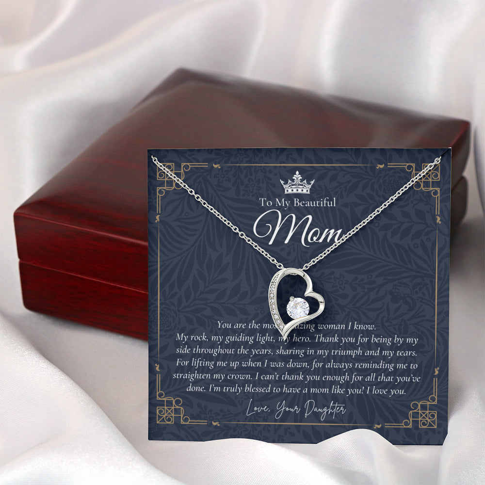 To My Beautiful Mom Necklace | Beautiful Mom Gift | Mother’s Day Gift | Birthday Gift | Gift from Daughter on Wedding Day