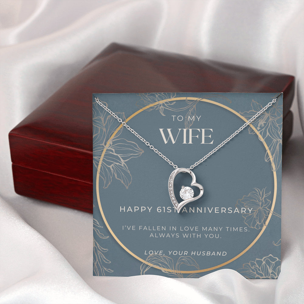 61 Year Anniversary Gift For Wife - Forever Love Necklace