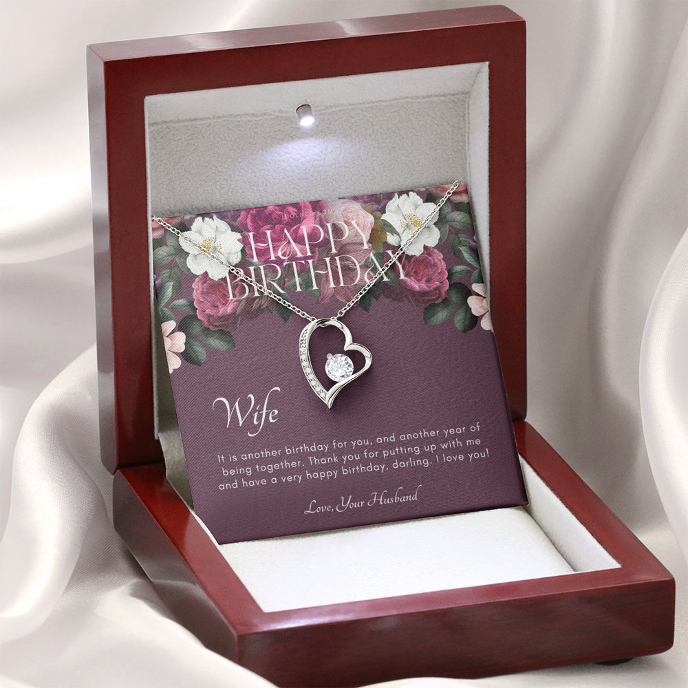 Forever Love, Birthday Gift for Wife from Husband, Wife Necklace, Meaningful Gift for Wife, 14k white gold finish, To my wife