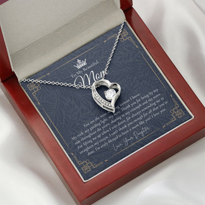 To My Beautiful Mom Necklace | Beautiful Mom Gift | Mother’s Day Gift | Birthday Gift | Gift from Daughter on Wedding Day